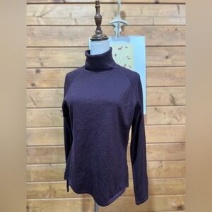 Nordstrom Studio 121 Merino Wool Silk Turtleneck Sweater M Dark Elderberry